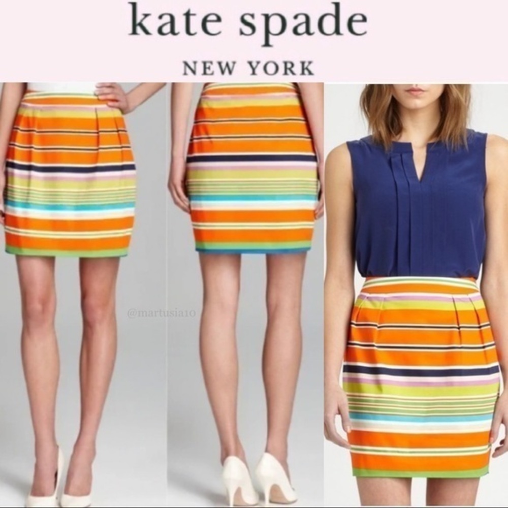 Kate Spade Barry Picnic Striped Mini Skirt sz 2 298$